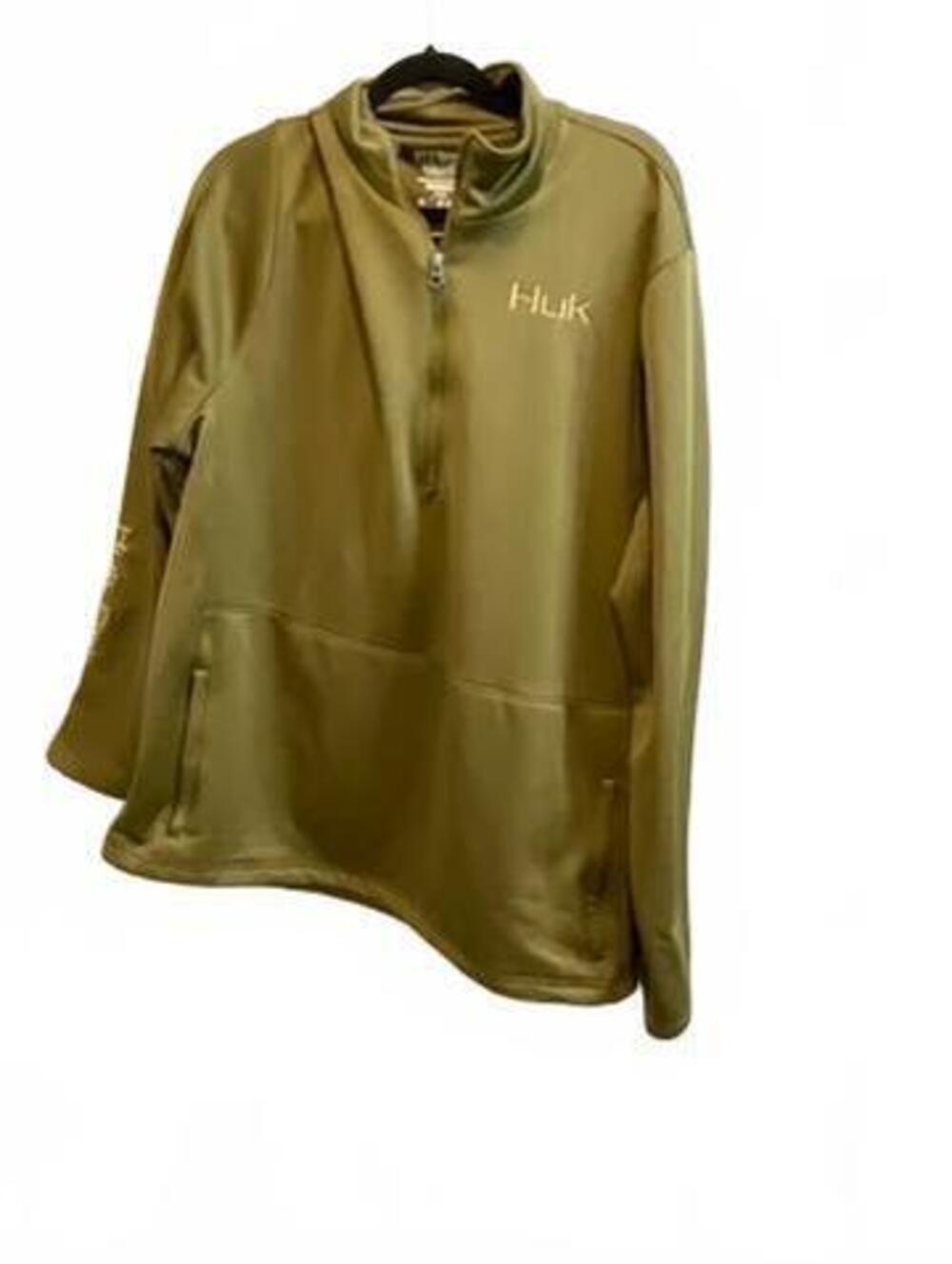 Huk Fishing olive quarter-zip pullover performance fabric size XL